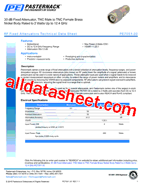 PE7051-30 Datasheet PDF - Pasternack Enterprises, Inc.