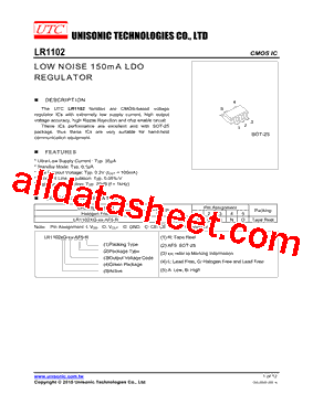 LR1102AG-33-AF5-R Datasheet PDF - Unisonic Technologies
