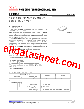 L16B45BL-R24-R Datasheet PDF - Unisonic Technologies