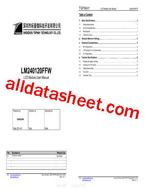 LM240120FFW Datasheet PDF - Shenzhen TOPWAY Technology Co., Ltd