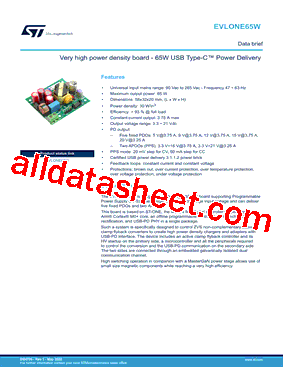 EVLONE65W Datasheet PDF - STMicroelectronics