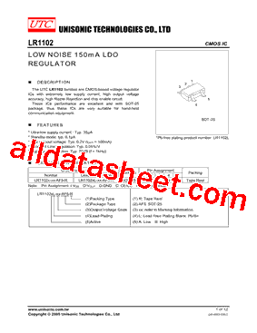LR1102AL-15-AF5-R Datasheet PDF - Unisonic Technologies