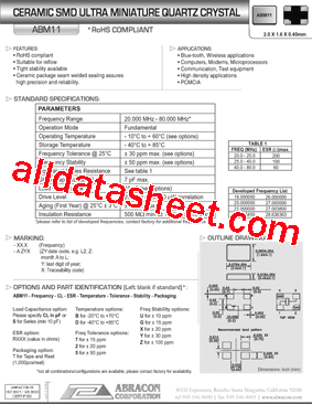 ABM11 Datasheet PDF - Abracon Corporation