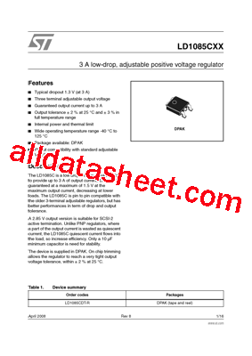 LD1085CDT-R Datasheet PDF - STMicroelectronics