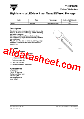 TLHE4600 Datasheet PDF - Vishay Siliconix