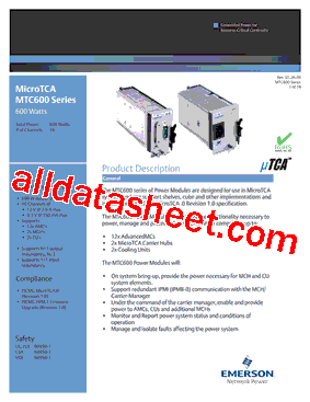 MTC600 Datasheet PDF - Emerson Network Power