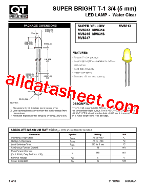 MV831X Datasheet PDF - QT Optoelectronics