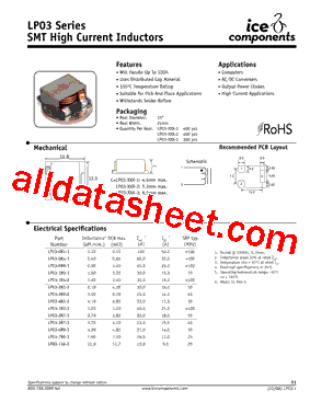 LP03-1R5-1 Datasheet PDF - ice Components, Ins.