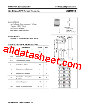 2SD1663 Datasheet PDF - Inchange Semiconductor Company Limited