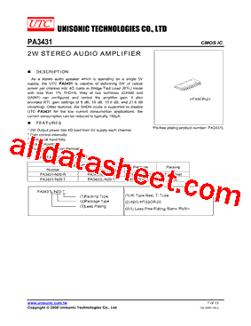 PA3431 Datasheet PDF - Unisonic Technologies