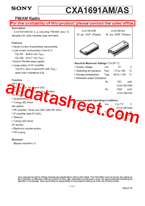 CXA1691AM Datasheet PDF - Sony Corporation