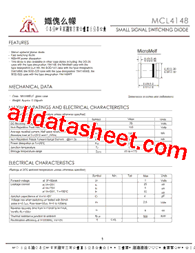MCL4148 Datasheet PDF - Gaomi Xinghe Electronics Co., Ltd.