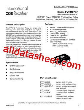 PVT312LSPbF Datasheet PDF - International Rectifier