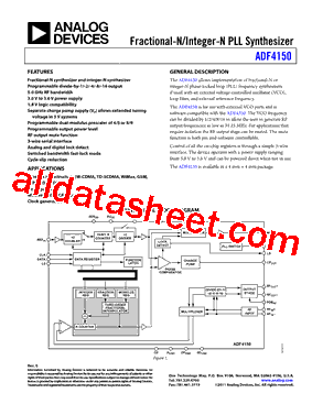ADF4150BCPZ Datasheet PDF - Analog Devices