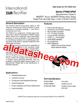 PVN013PBF Datasheet PDF - International Rectifier