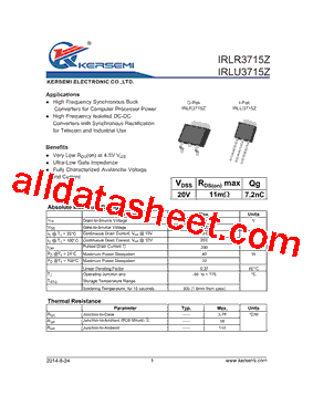 IRLR3715Z Datasheet PDF - Kersemi Electronic Co., Ltd.