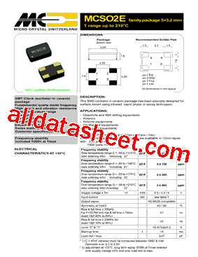 MCSO2E Datasheet PDF - MICORO CRYSTAL SWITZERLAND