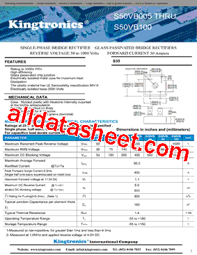S50VB005-S50VB100 Datasheet PDF - Kingtronics International Company