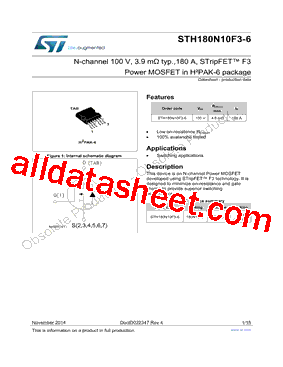 STH180N10F3-6 Datasheet PDF - STMicroelectronics