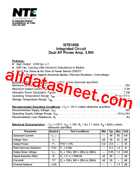 NTE1685 Datasheet PDF - NTE Electronics
