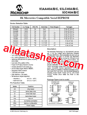 93LC46BT-E/P Datasheet PDF - Microchip Technology